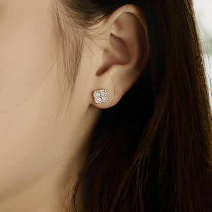[RAFFINE]Pendientes con forma de flor de trébol de cuatro hojas