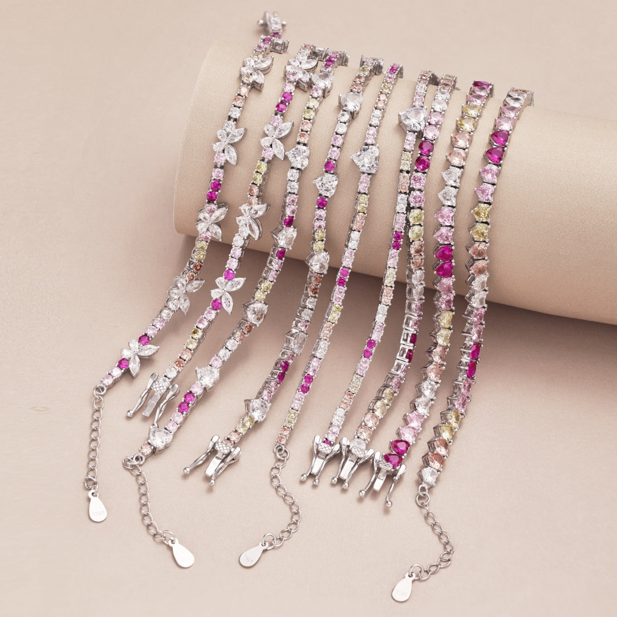 [RAFFINE]Sparkling Colorful Full Heart Tennis Necklace