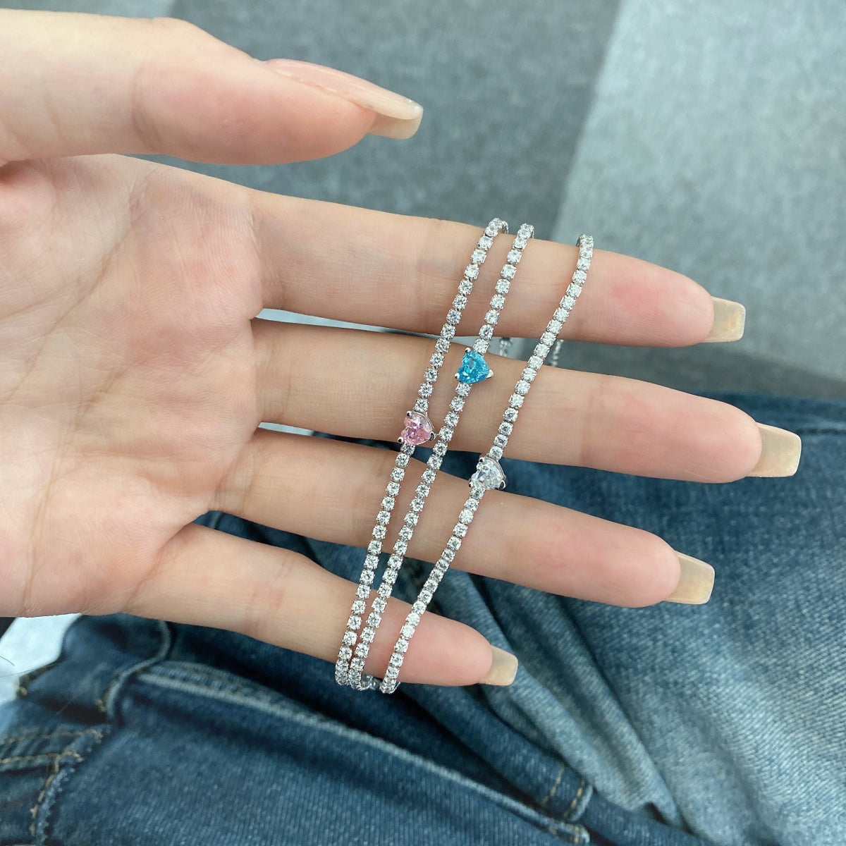[RAFFINE]0.5 Carat Elegant Romantic Heart Shape Lover Bracelet