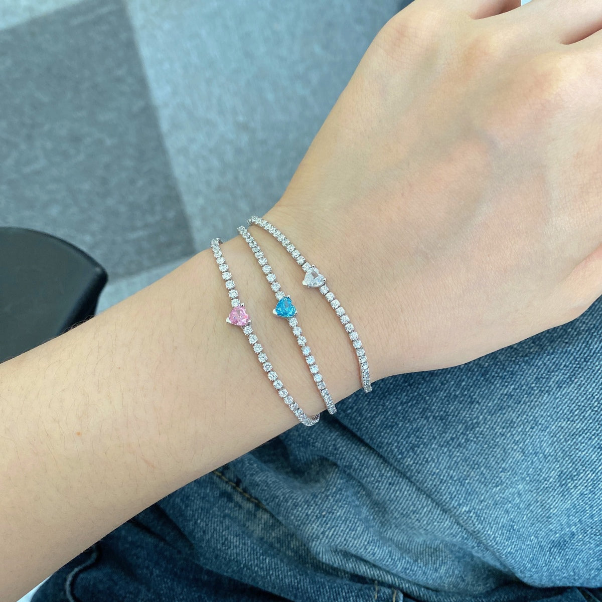 [RAFFINE]0.5 Carat Elegant Romantic Heart Shape Lover Bracelet