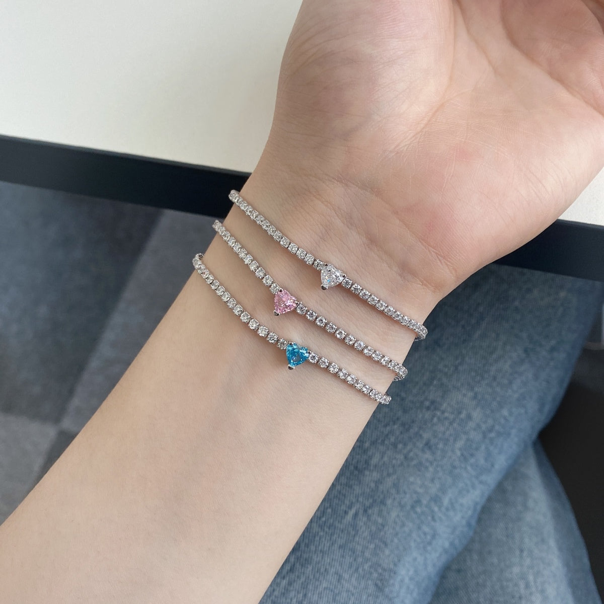 [RAFFINE]0.5 Carat Elegant Romantic Heart Shape Lover Bracelet