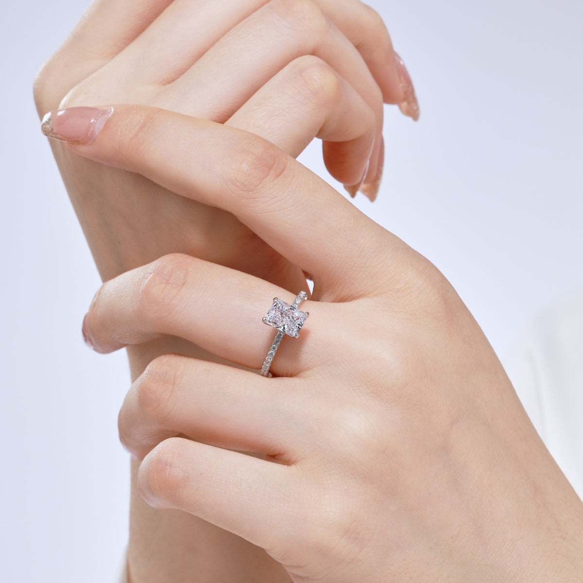 [RAFFINE]2.0 Carat Dazzling Sparkling Radiant Cut Party Ring
