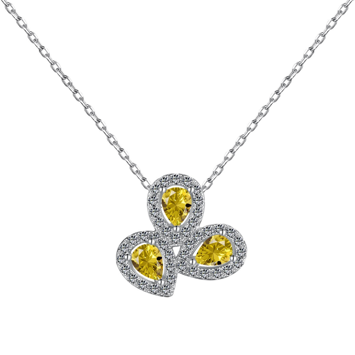 [RAFFINE] Elegante collar con corte de pera y forma de flor