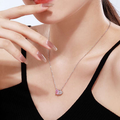 [RAFFINE]Collar deslumbrante con forma de cuadrado y corazón