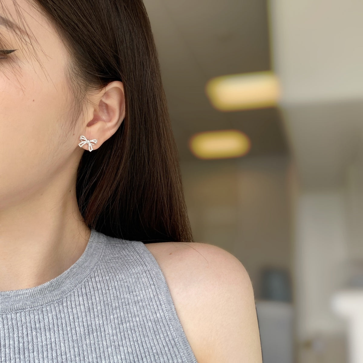 [RAFFINE]Pendientes con forma de lazo delicado