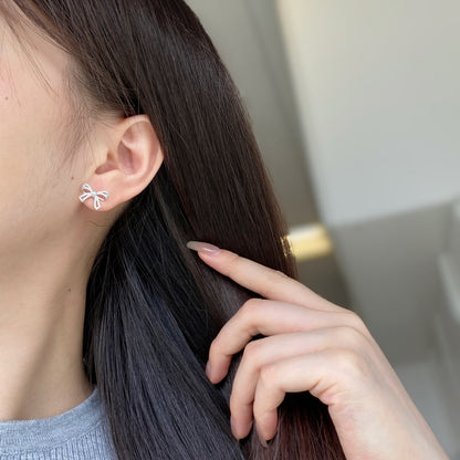 [RAFFINE]Pendientes con forma de lazo delicado