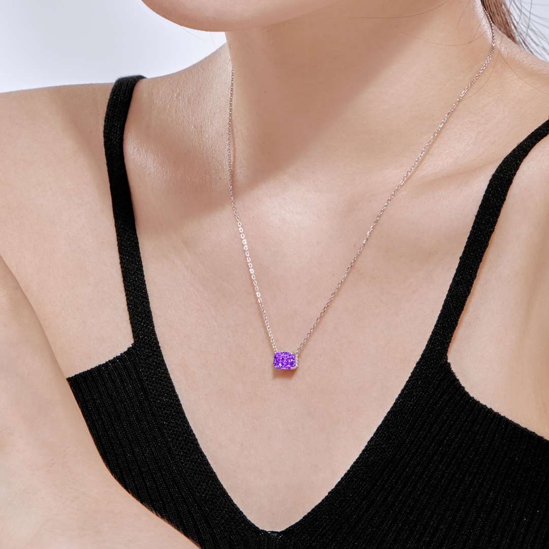 [RAFFINE] Collar colorido de forma cuadrada de lujo
