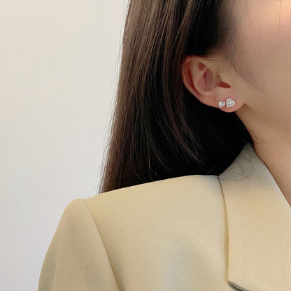[RAFFINE]Pendientes clásicos estilo princesa con doble corazón