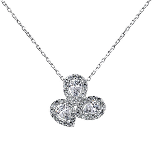 [RAFFINE] Elegante collar con corte de pera y forma de flor