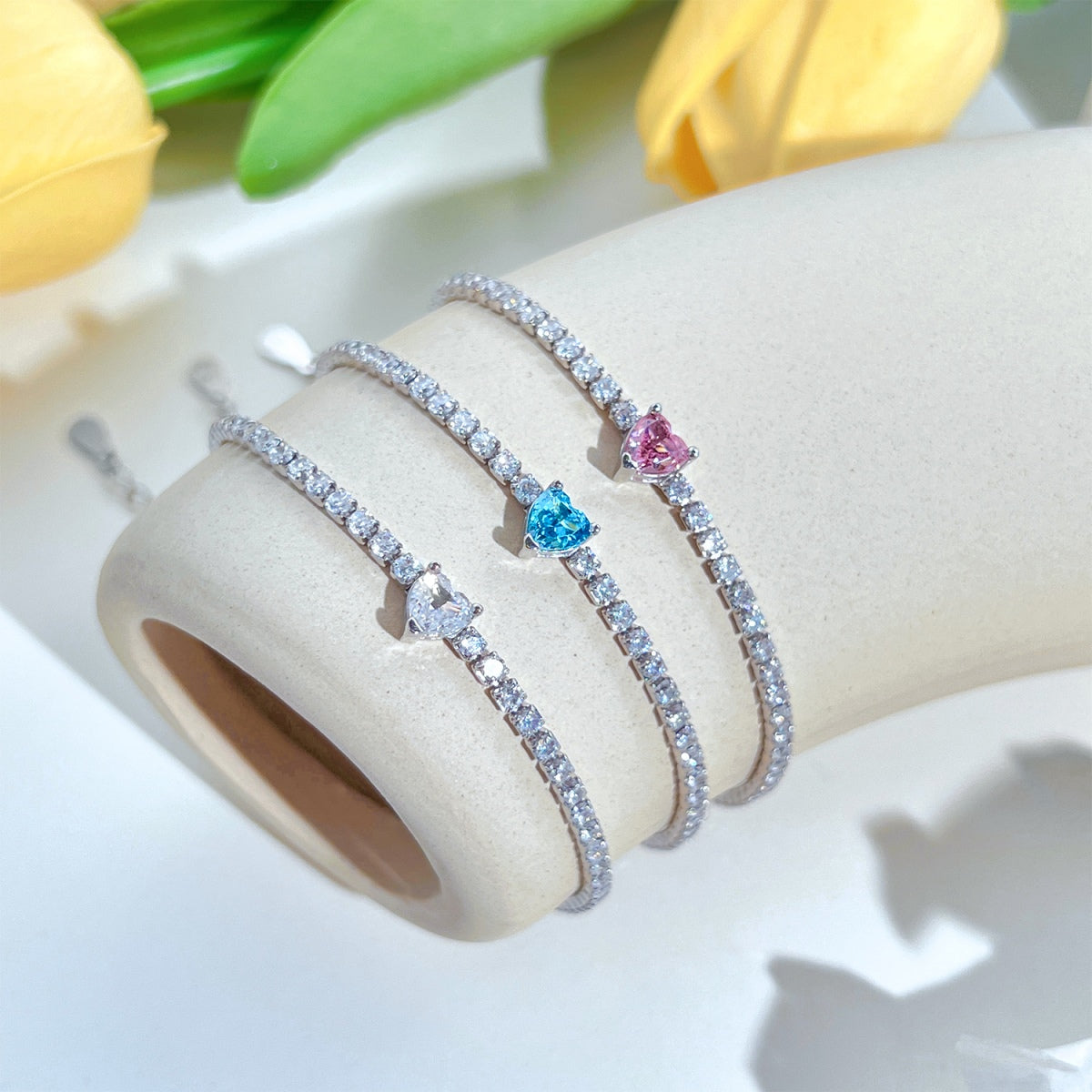 [RAFFINE]0.5 Carat Elegant Romantic Heart Shape Lover Bracelet