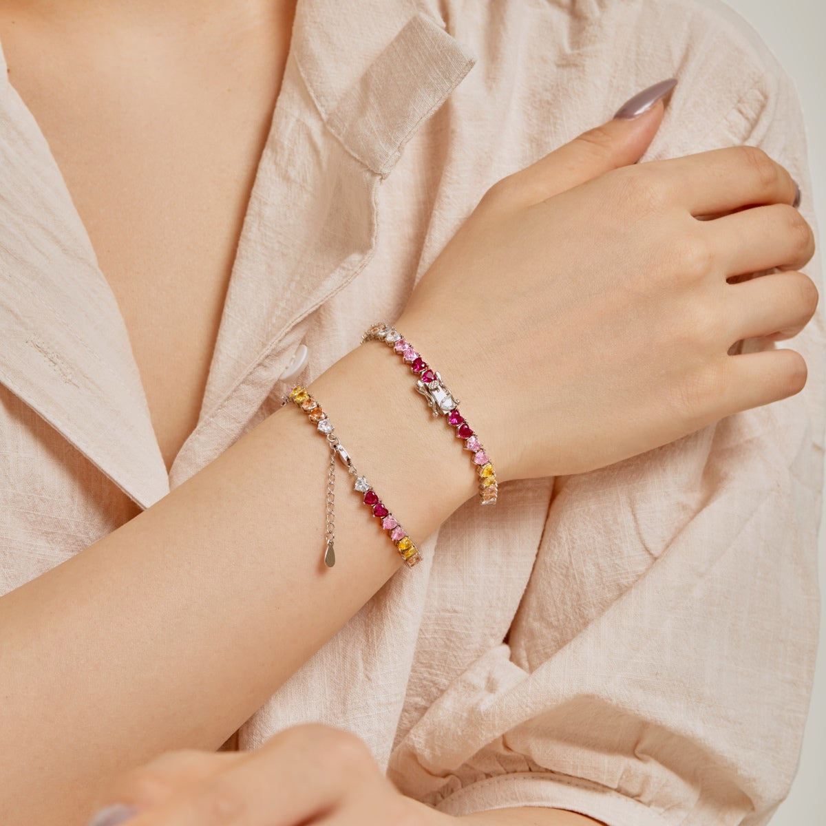[RAFFINE]Luxurious Colorful Romantic Heart Shape Lover Bracelet
