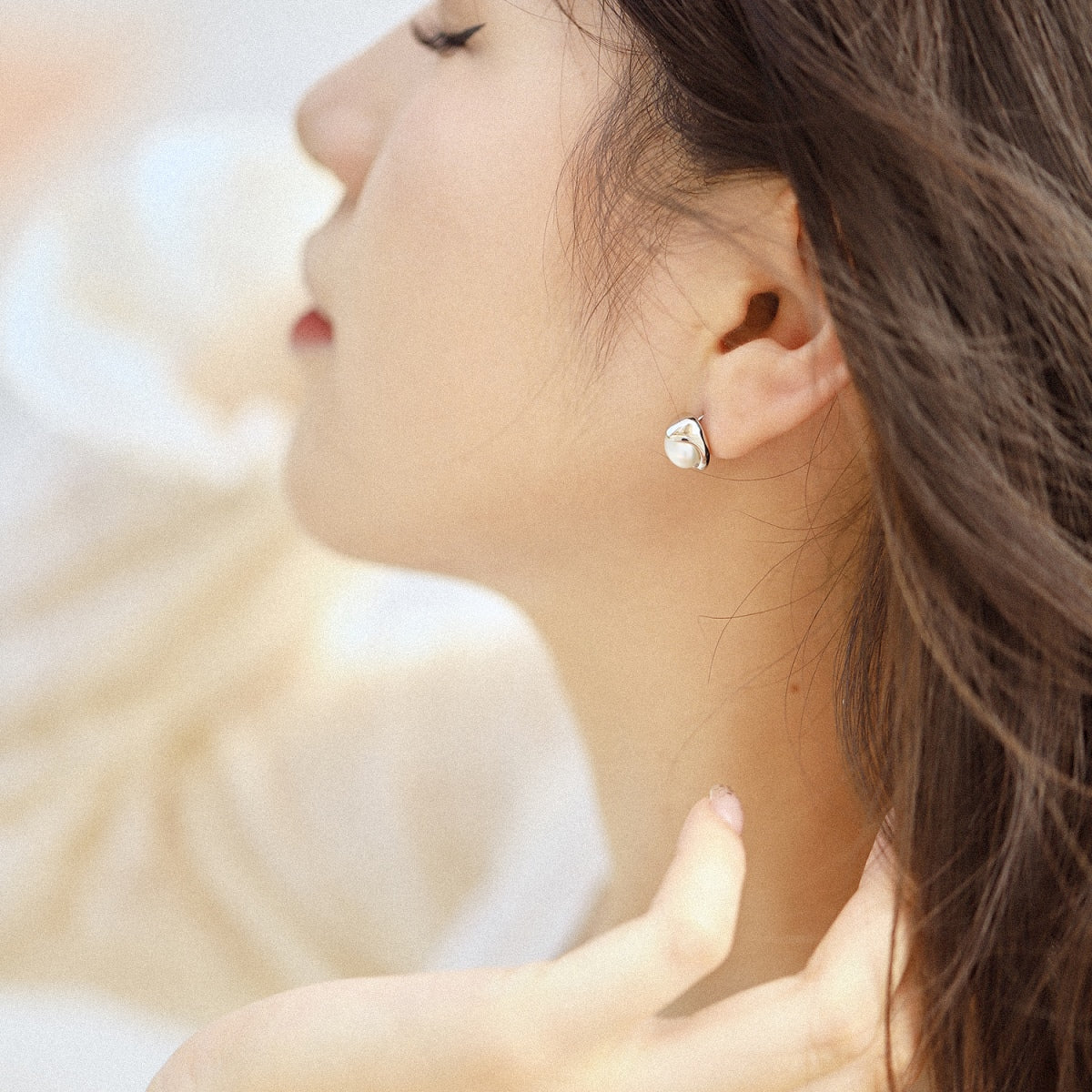 [RAFFINE]Pendientes de perlas de pan delicado