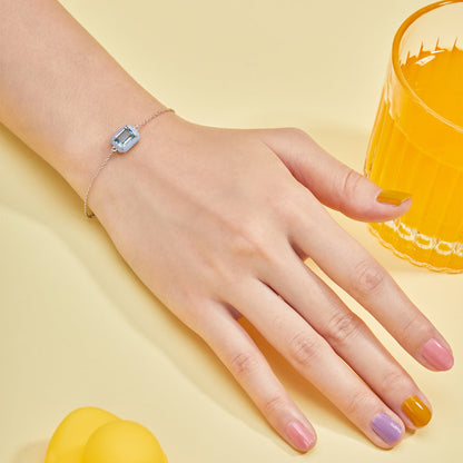 [RAFFINE]2.0 Carat Sparkling Colorful Emerald Cut Daily Bracelet