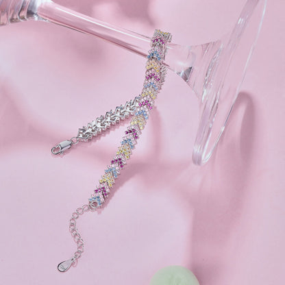 [RAFFINE]Pulsera de fiesta adornada con corte redondo brillante