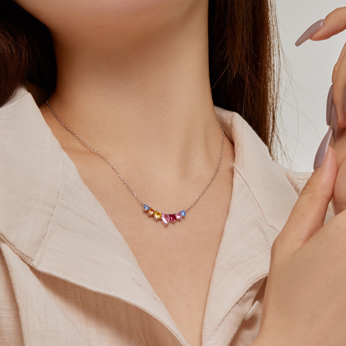 [RAFFINE]Dainty Colorful Heart Necklace