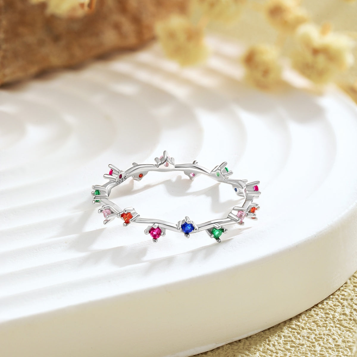 [RAFFINE]Radiant Colorful Round Cut Daily Ring