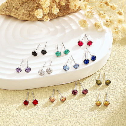 [RAFFINE]Sparkling Colorful Round Shape Earrings