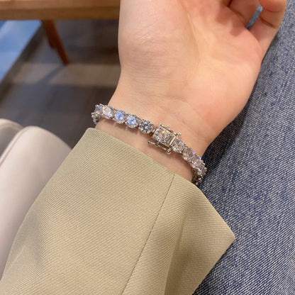 [RAFFINE]Pulsera nupcial de corte redondo deslumbrante de 0,75 quilates