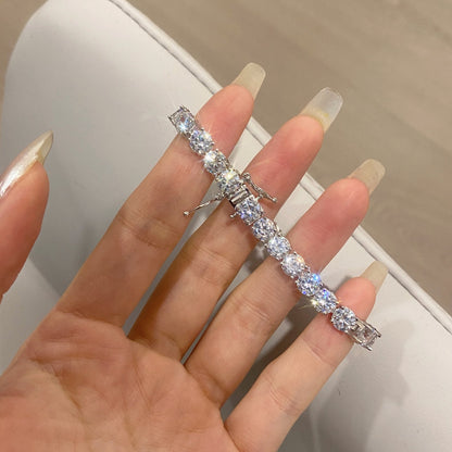 [RAFFINE]Pulsera nupcial adornada con corte redondo brillante
