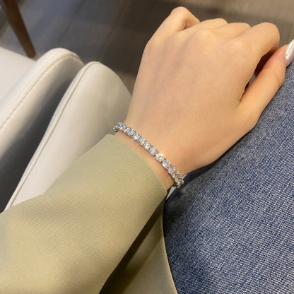 [RAFFINE]Pulsera nupcial adornada con corte redondo brillante