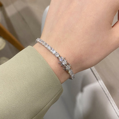 [RAFFINE]Pulsera de tenis lujosa con corte redondo ornamentado
