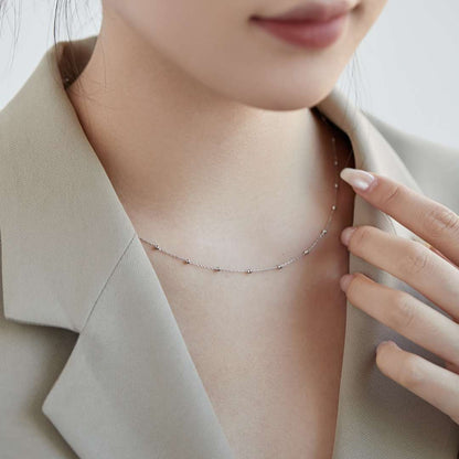 [RAFFINE]Collar sencillo con cadena de clavícula y cuentas pequeñas
