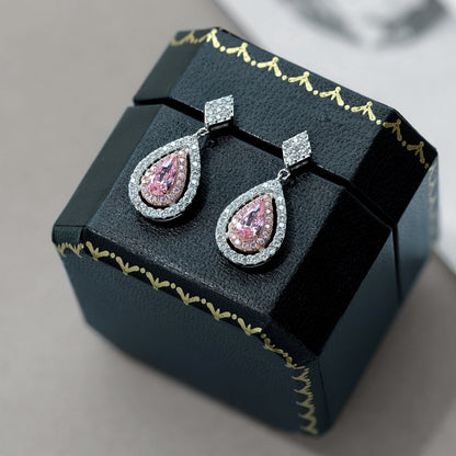 [RAFFINE]Pendientes de banquete con delicadas gotas de agua adornadas