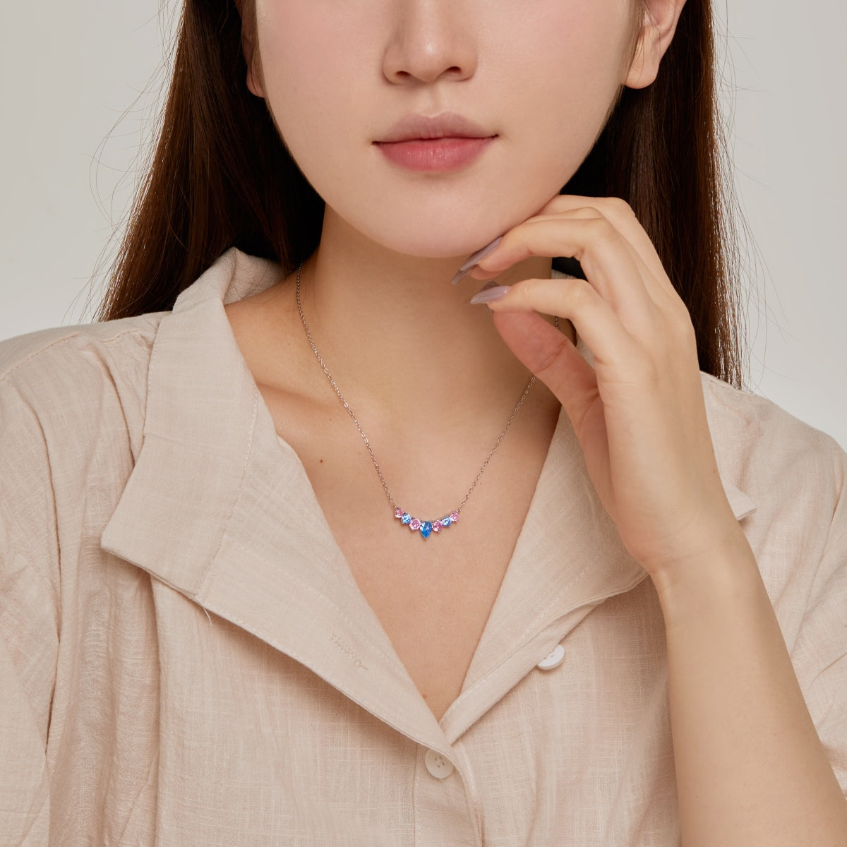 [RAFFINE]Dainty Colorful Heart Necklace