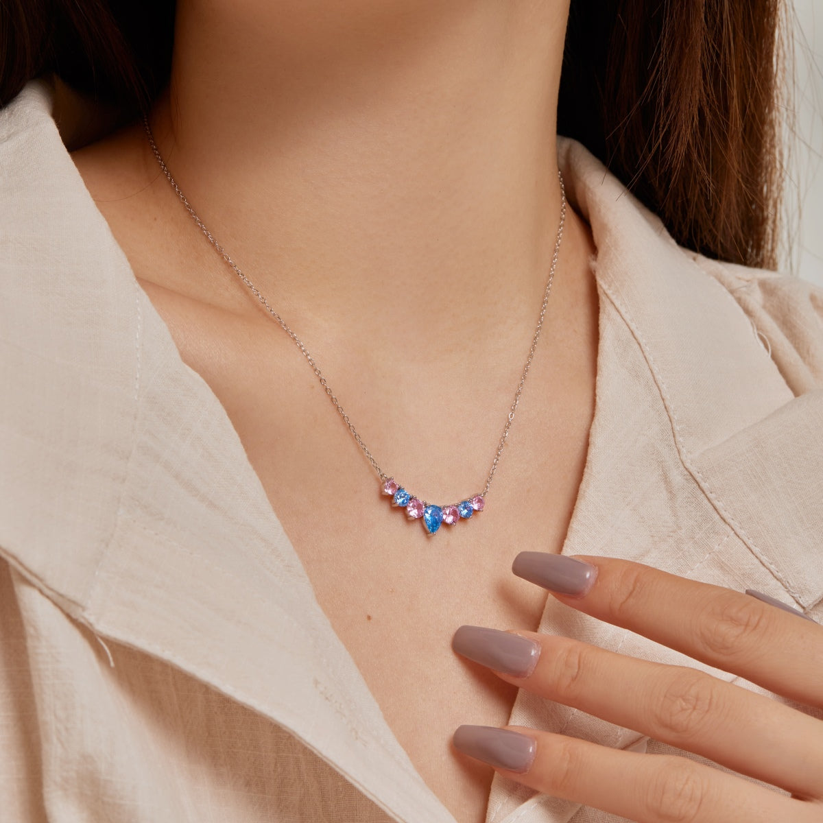 [RAFFINE]Dainty Colorful Heart Necklace