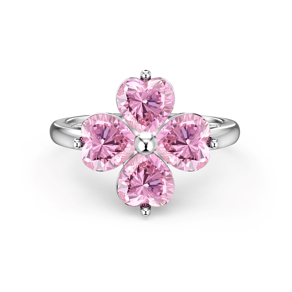 [RAFFINE]Heart-shaped Four-Leaf Clover Ball Ring