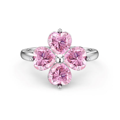 [RAFFINE]Heart-shaped Four-Leaf Clover Ball Ring
