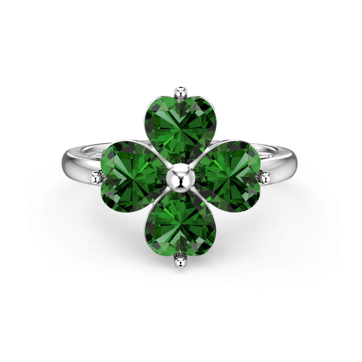 [RAFFINE]Heart-shaped Four-Leaf Clover Ball Ring