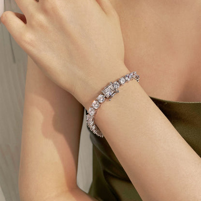 [RAFFINE]Pulsera nupcial de corte redondo deslumbrante de 0,75 quilates
