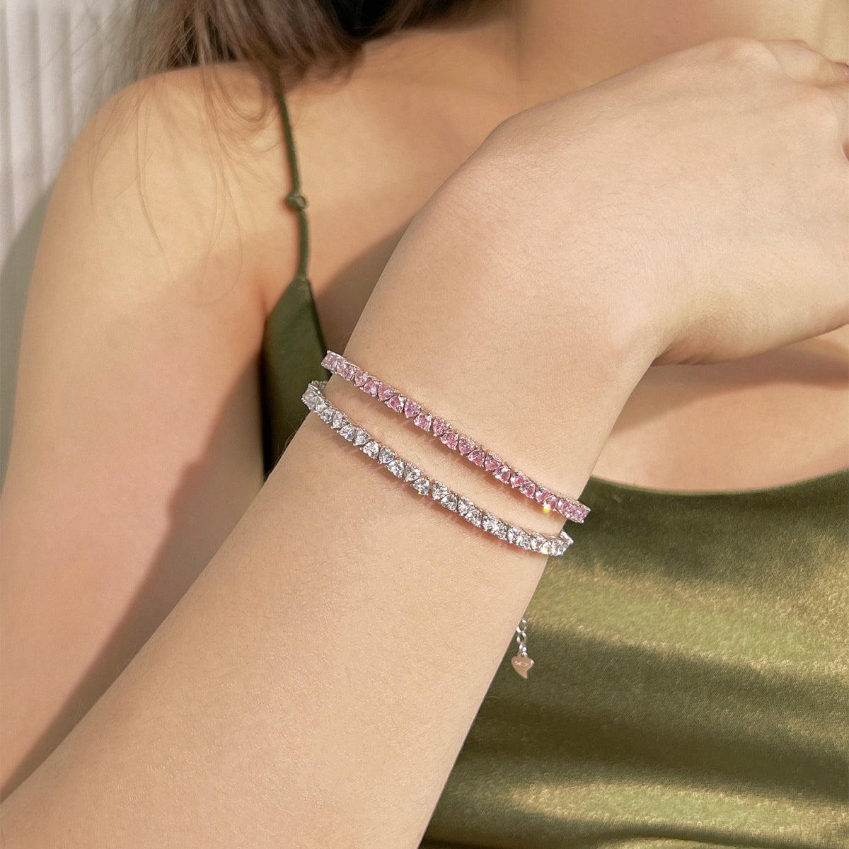[RAFFINE]Dazzling Romantic Heart Shape Lover Bracelet