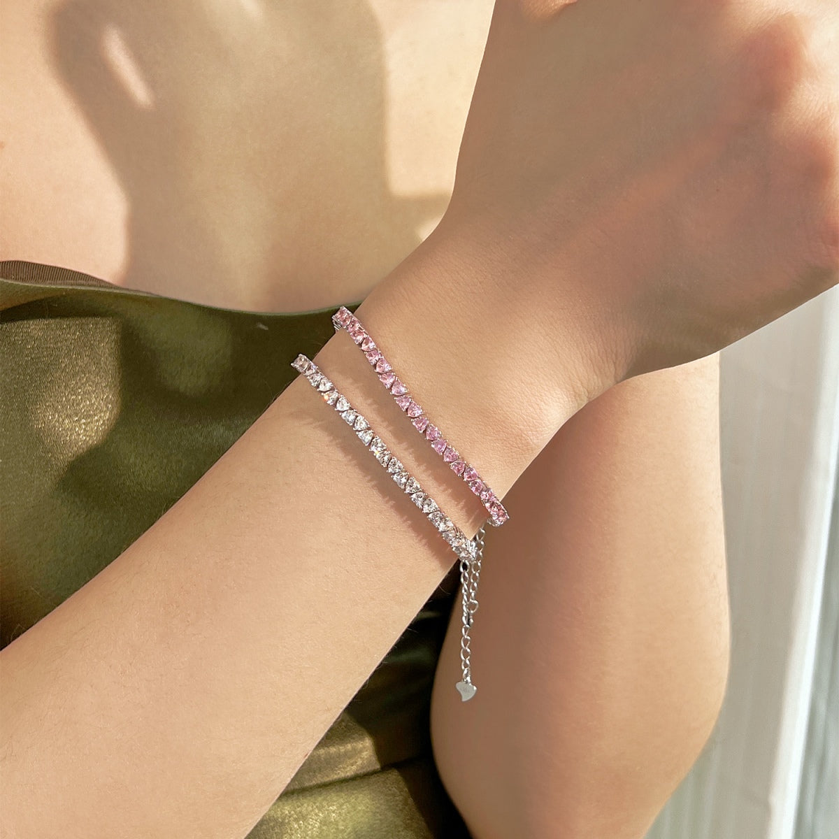 [RAFFINE]Dazzling Romantic Heart Shape Lover Bracelet