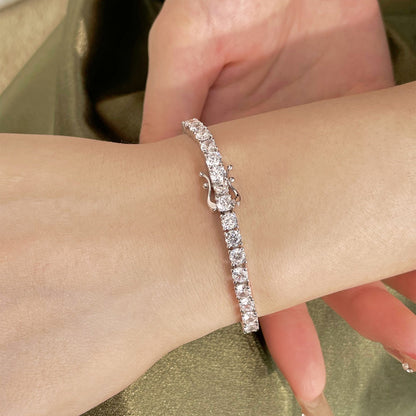 [RAFFINE]Pulsera de tenis lujosa con corte redondo ornamentado