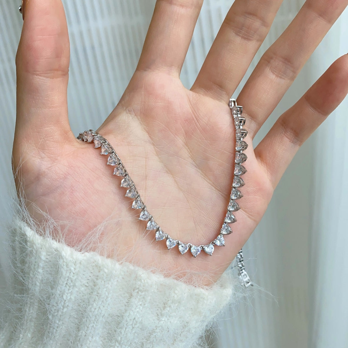 [Raffine]Ornate Heart Cut Tennis Necklace