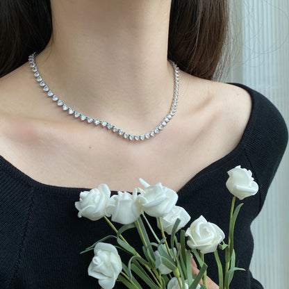 [RAFFINE]Ornate Heart Cut Tennis Necklace