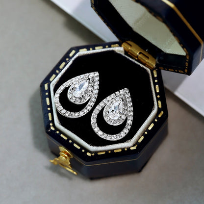 [RAFFINE]Pendientes diarios brillantes y delicados con forma de gota de agua