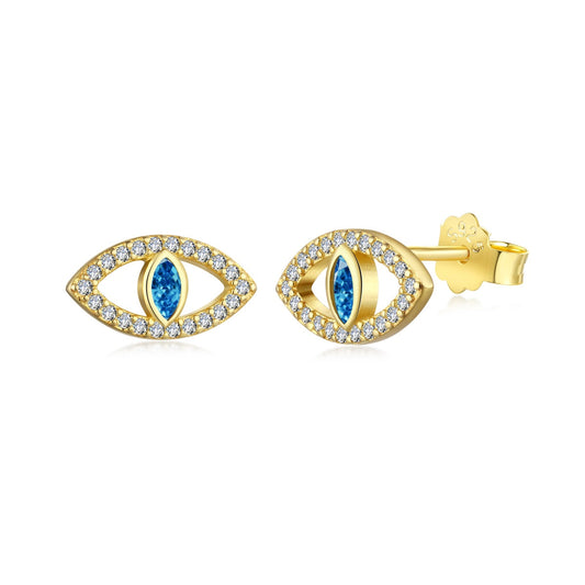 [RAFFINE]Pendientes huecos con ojos de diablo azul