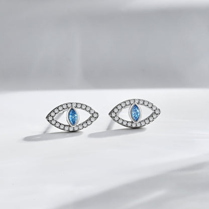 [RAFFINE]Pendientes huecos con ojos de diablo azul