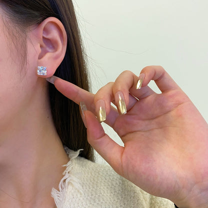 [RAFFINE]Pendientes de forma cuadrada adornada