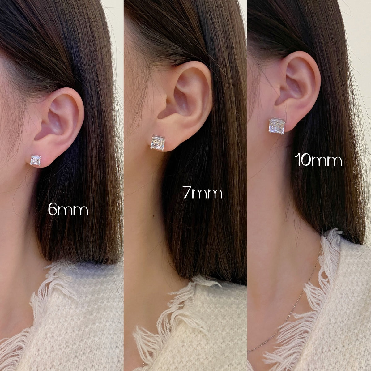 [RAFFINE]Pendientes delicados de forma cuadrada
