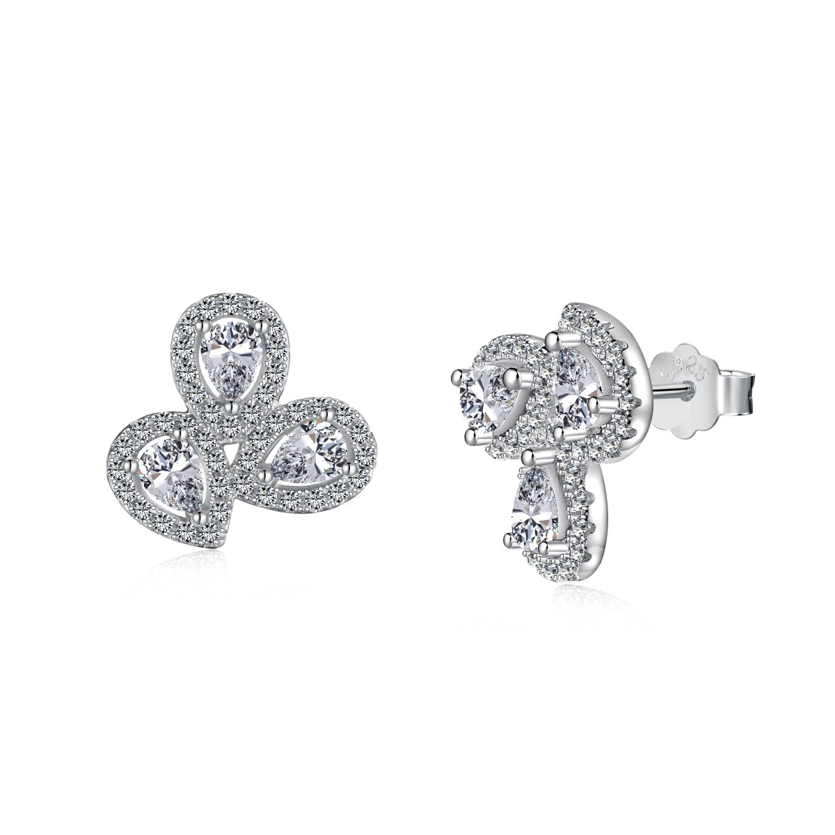 [RAFFINE]Ornate Flower Shape Pear Cut Lover Earrings