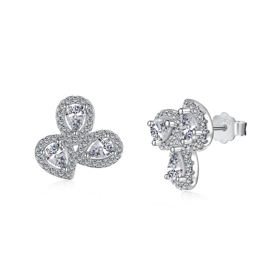 [RAFFINE]Pendientes de amante con corte de pera y forma de flor ornamentada