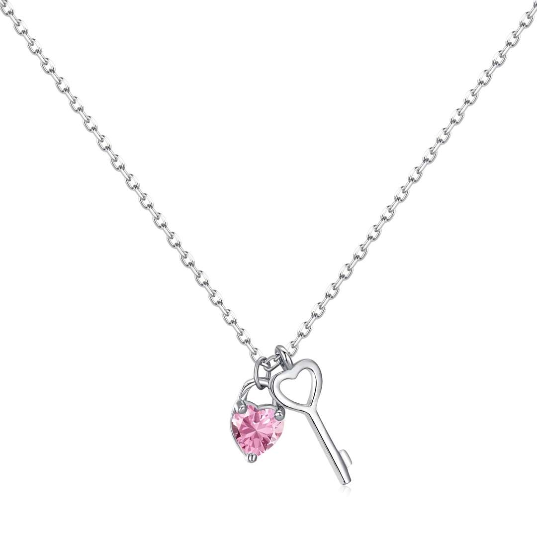 [RAFFINE]Collar único con colgante de llave en forma de corazón
