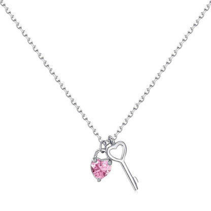 [RAFFINE]Collar único con colgante de llave en forma de corazón
