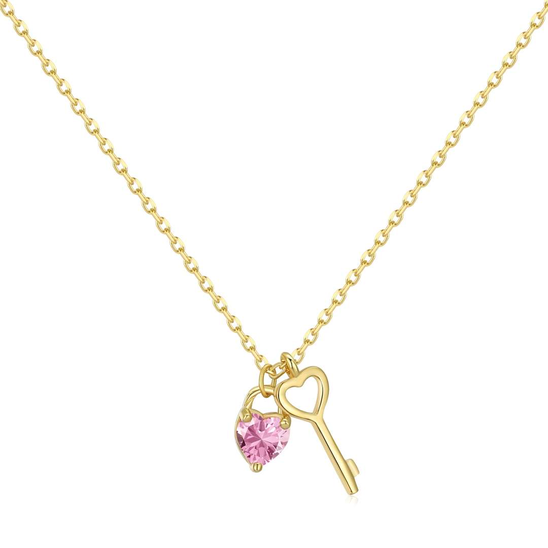 [RAFFINE]Collar único con colgante de llave en forma de corazón