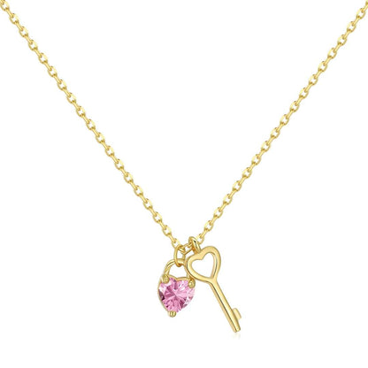 [RAFFINE]Collar único con colgante de llave en forma de corazón