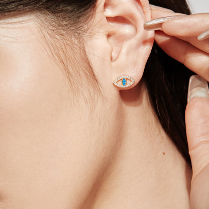 [RAFFINE]Pendientes huecos con ojos de diablo azul